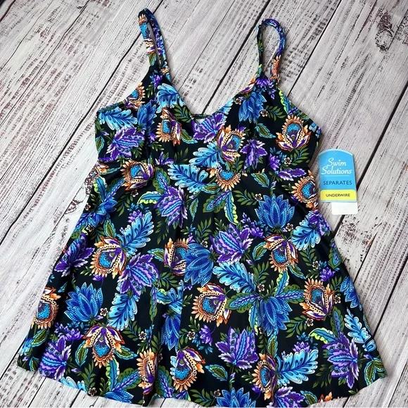 Swim Solutions Tankini Swim Top with Underwire - Picture 1 of 4